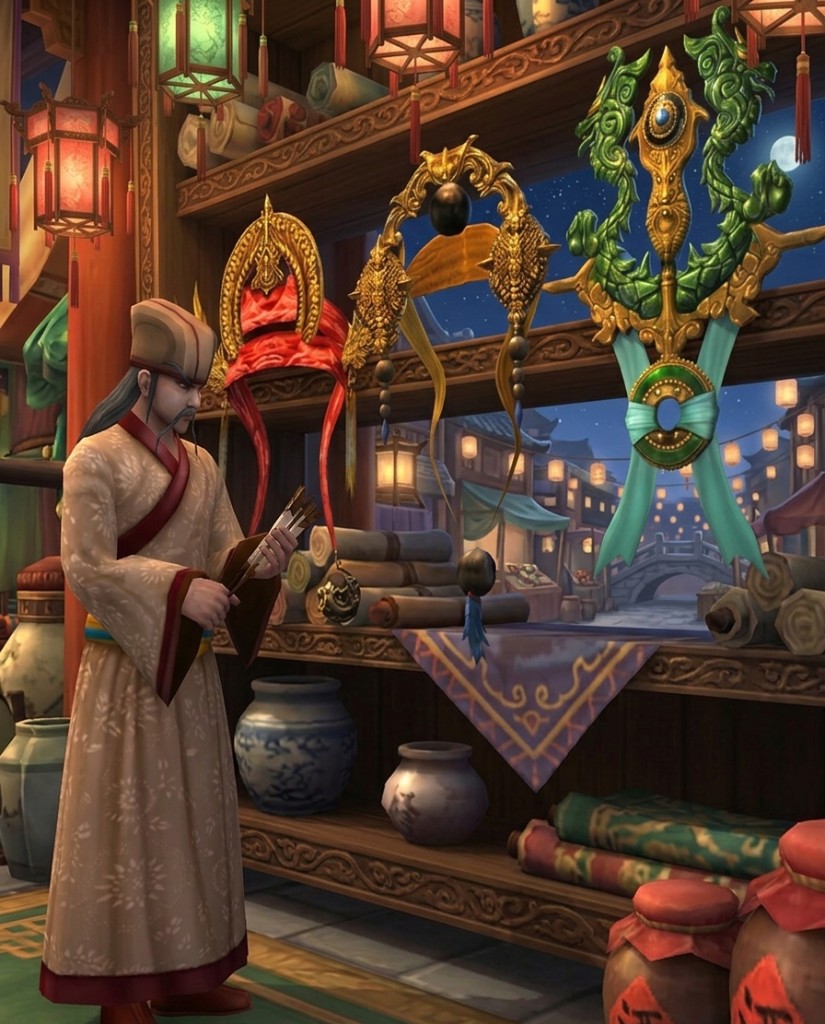In-game shop with stoles on display